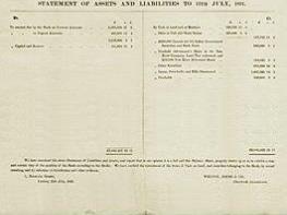 The first balance sheet published by the bank